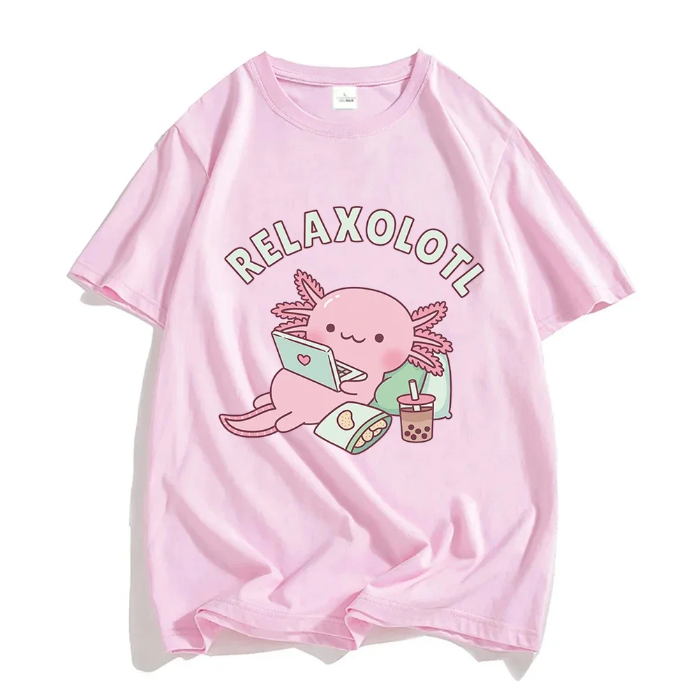 

Axolotl Kawaii Cartoon Printing T Shirts MEN T-shirts 100% Cotton High Quality Tshirt Casual Short Sleeve Male Tee-shirt Clothes