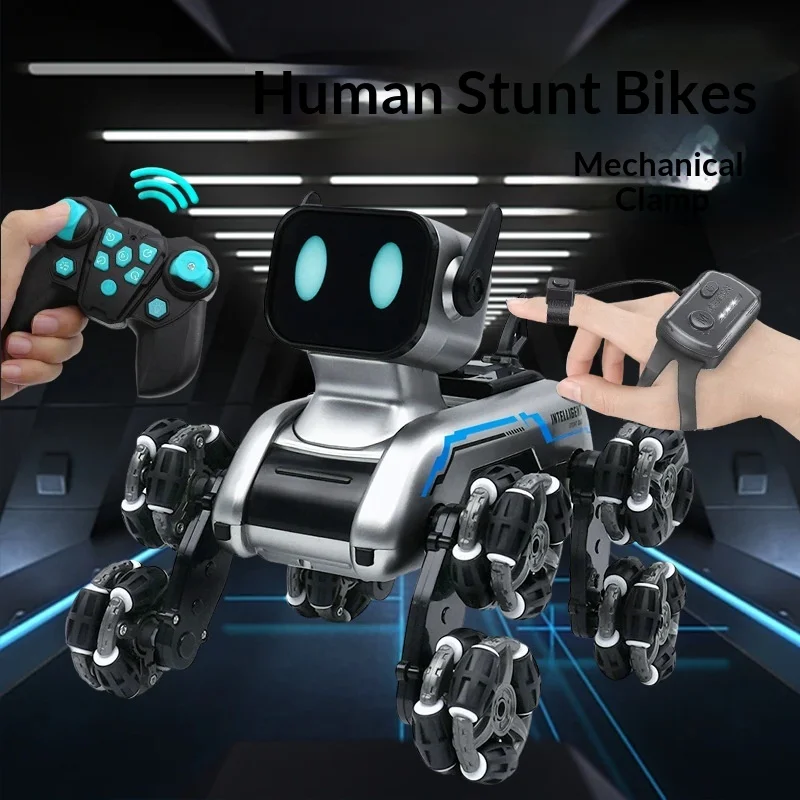 

Children's remote control car intelligent machine dog gesture sensing deformation eight wheel stunt electric mechanical dog