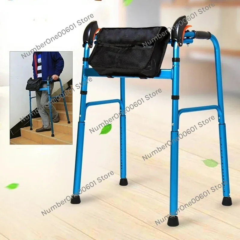 Aluminum Alloy Walking Aid Automatic Height Adjustment Rehabilitation Mobility Aid Foldable Elderly Go Up and Down Stairs Walker