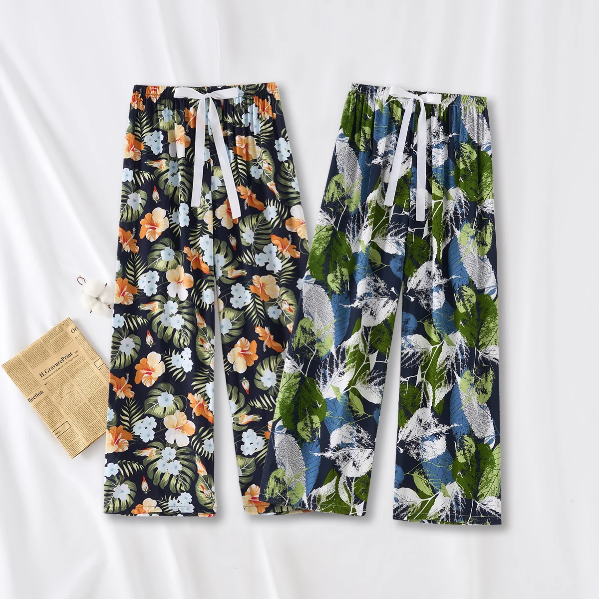 Women Bowknot Pajamas Casual Pants Loose Wide Leg Cozy Pants Sweatpants Summer Beach Pants