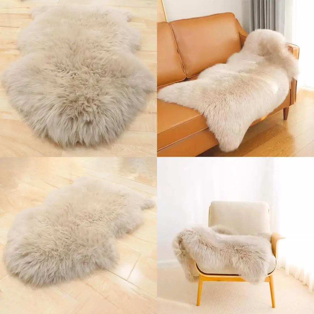 

Natural Sheepskin Rug, 2x3 ft, Baby-Friendly, Luxurious Lamb Wool Throw for Home Decor
