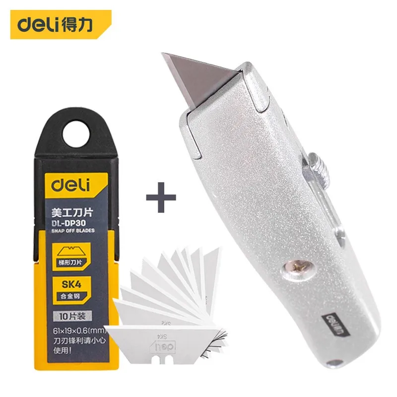 

Deli Heavy-Duty Self-Locking Aluminum Alloy Art Knife T-Type Art Knife Wallpaper Knife Paper Cutter Carpet Knife Tool