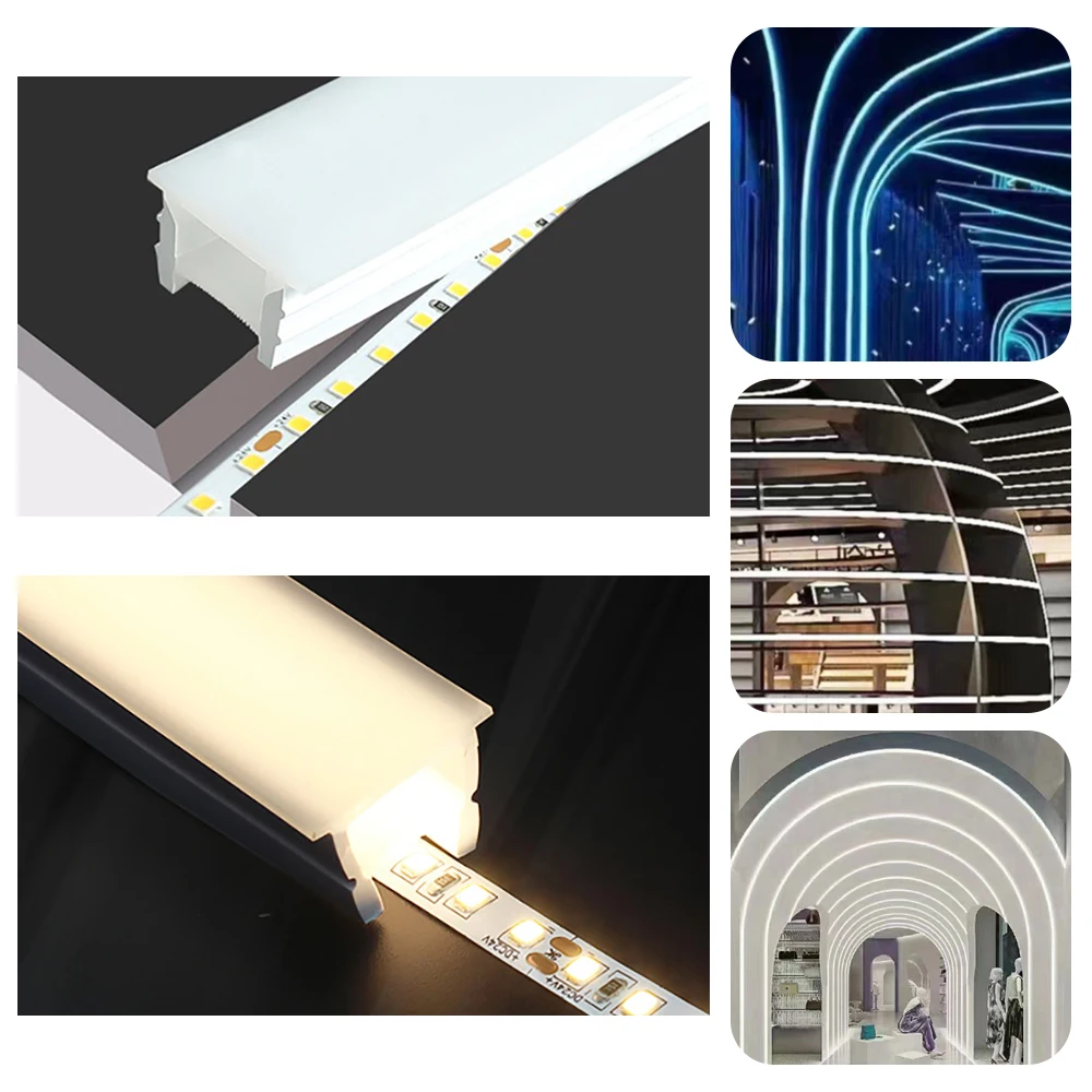 Recessed LED Neon Tube Silicone Gel Covering Flexible Embedded IP67 Waterproof for WS2812B WS2811 COB Strip Light Indoor Outdoor