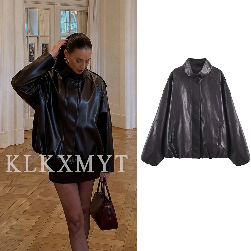 

Women Leather Jacket 2025 Women Long Sleeve Zipper Leisure High Street Short Jacket Lady Autumn Winter New Fashion Outerwears