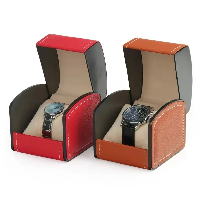 Caja de reloj individual portátil de cuero PU, organizador de caja de reloj de pulsera, soporte de almacenamiento, pulsera para hombres y mujeres, cajas de joyería, caja de regalo