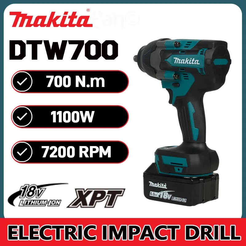 DTW700 New Brushless Electric 18V Wrench Cordless Drill Screwdriver Free Delivery Large Torque Power Tools Torque Wrench Makita