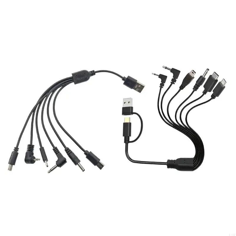 6 In 1 Multiple Charging Cable with Type C Tiny USB Mini USB Port Universal Charges for Smartphones Tablets Cameras K1KF