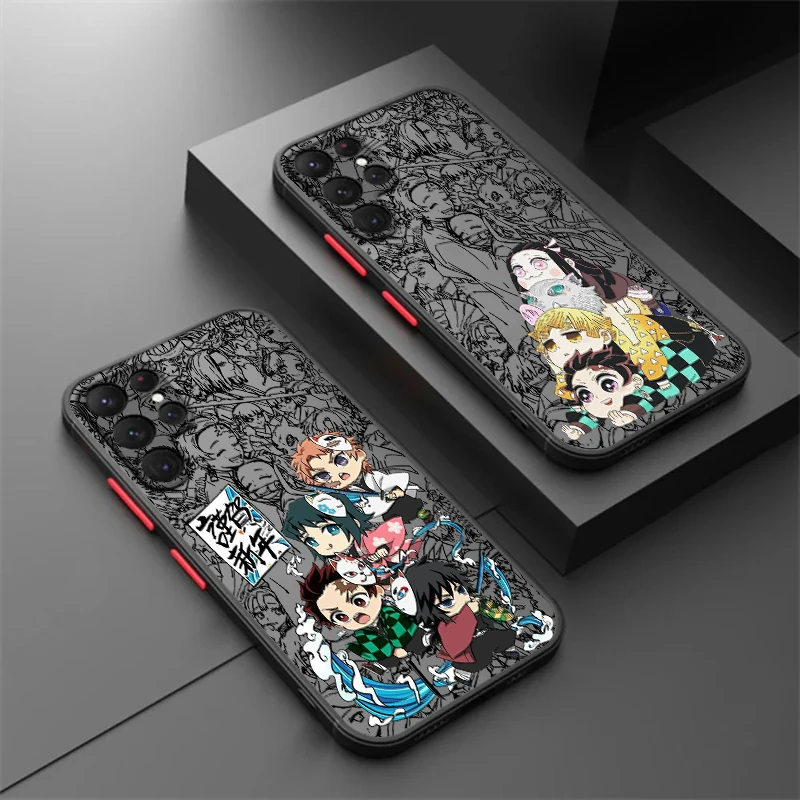 

D-Demons S-Slayer Cartoon Cute Frosted Translucent For Samsung A53 A52 A33 A32 A51 A71 A21S A13 A73 A50 A22 A12 5G Cover