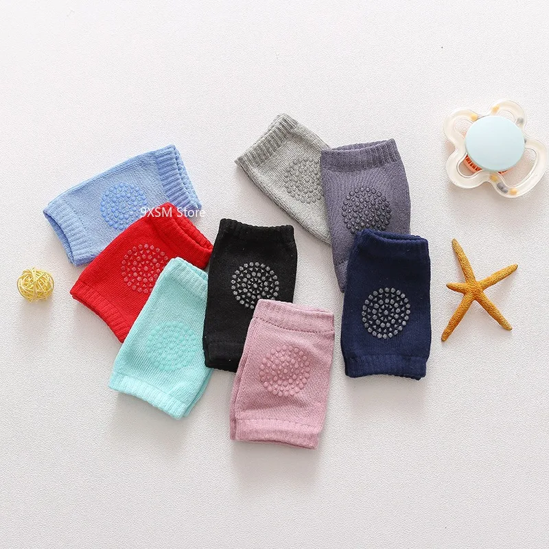 1Pairs Baby Knee Pads Toddler Crawling Anti-Slip Solid Infant Boys Girls Elbow Cushion Pad Safety Protector Toddler Leg Warmer