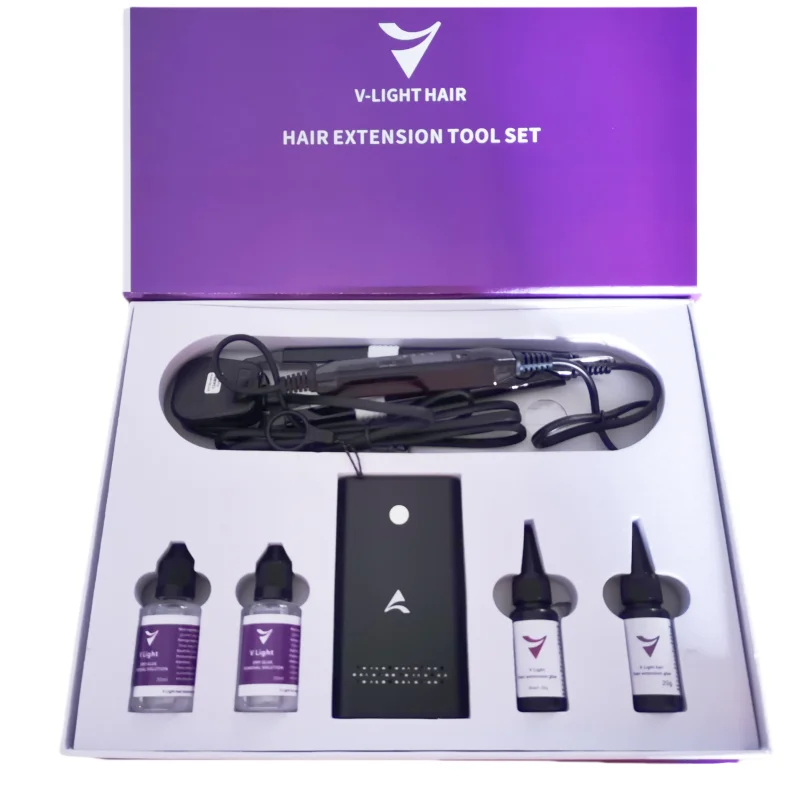 V-Light Technology Hair Extension Machine white Hair Extension Tools Kit Set with V light Hair extension glue