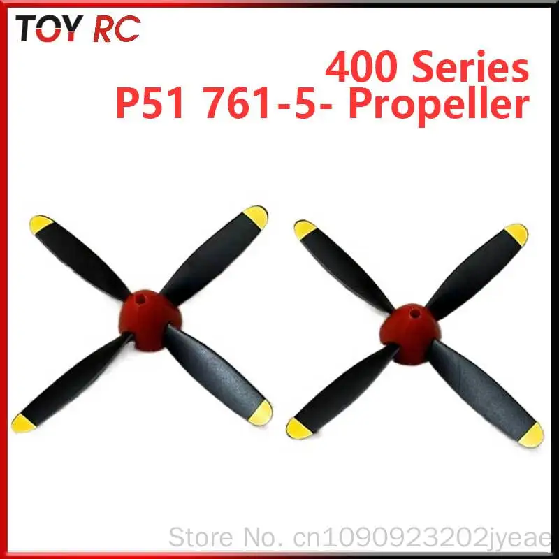 Rc Hobby 2 Pcs 4 Blade Propeller For P51 761 5 400 Series Fighter Rc Plane Spare Blades Airplane Accessory New Version