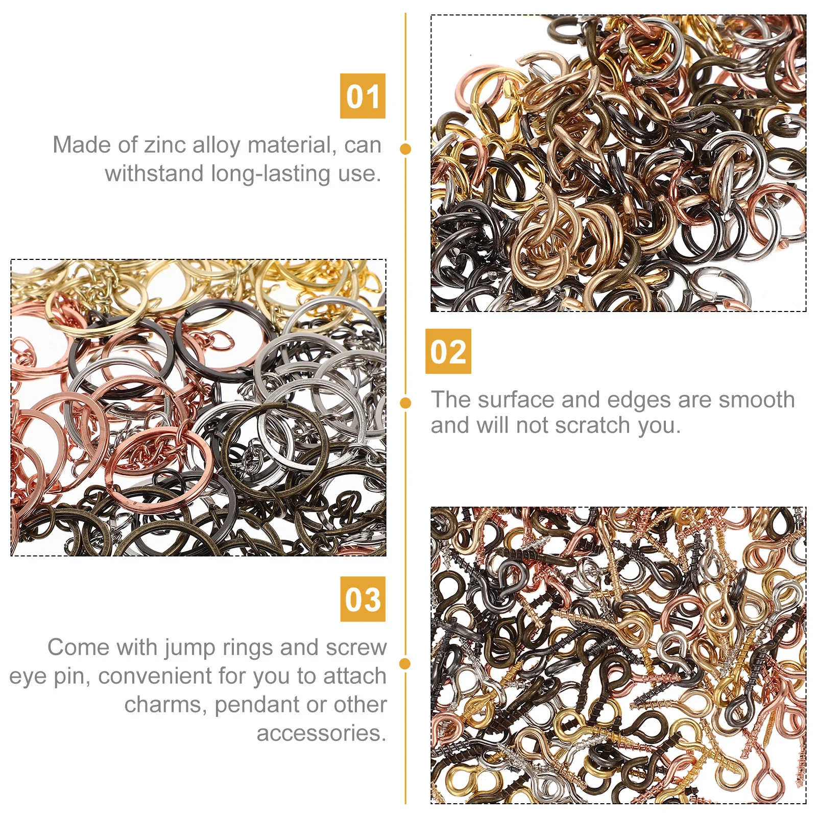 

450Pcs Keychain Making Kit Zinc Alloy DIY Supplies Jump Rings Screw Eye Pins Suitable for Craft Jewelry Gift Making