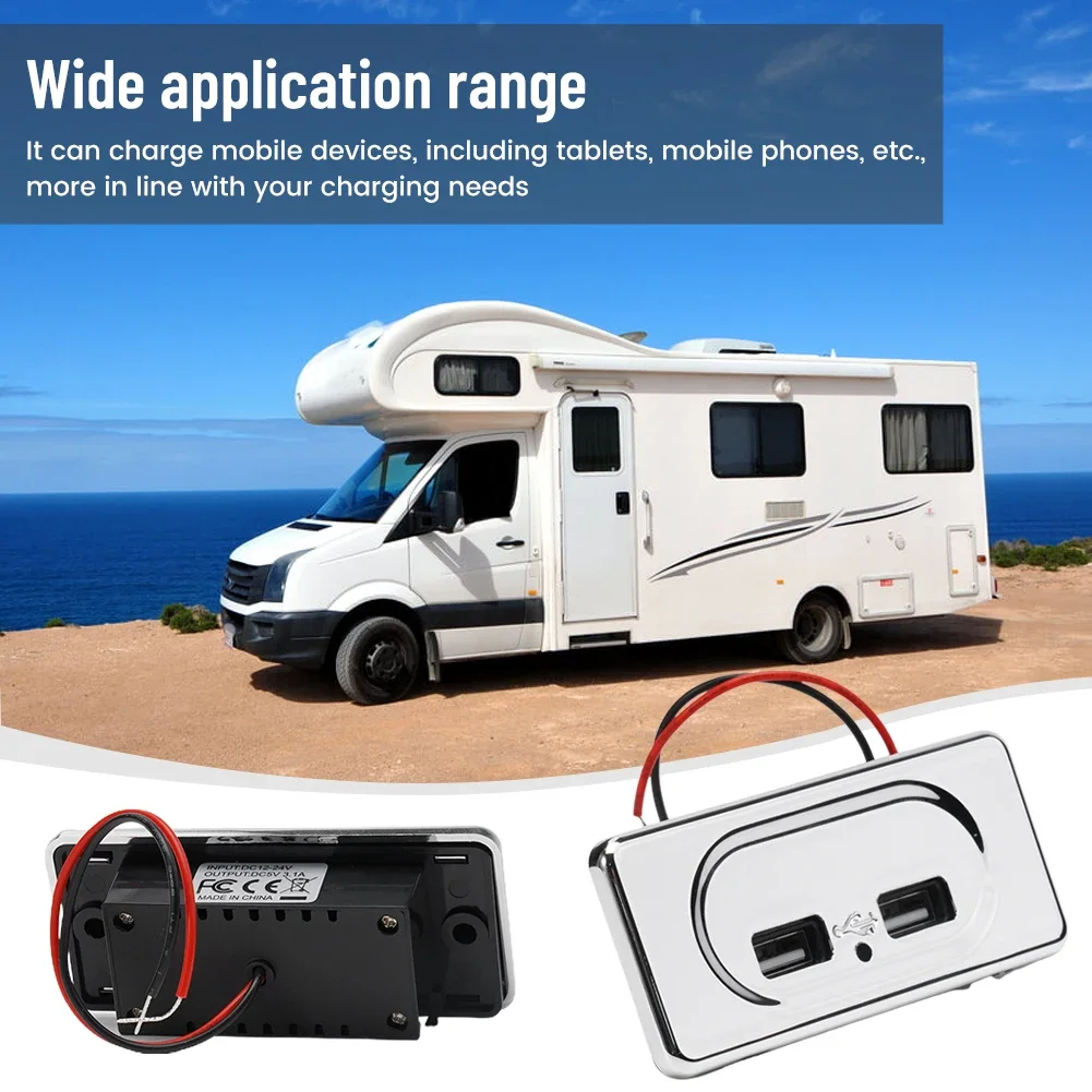 Dual USB Charger Dual Usb Ports Socket Charger 12V/24V 3.1A 3pcs 5V ABS USB Charger For Camper Caravan Motorhome