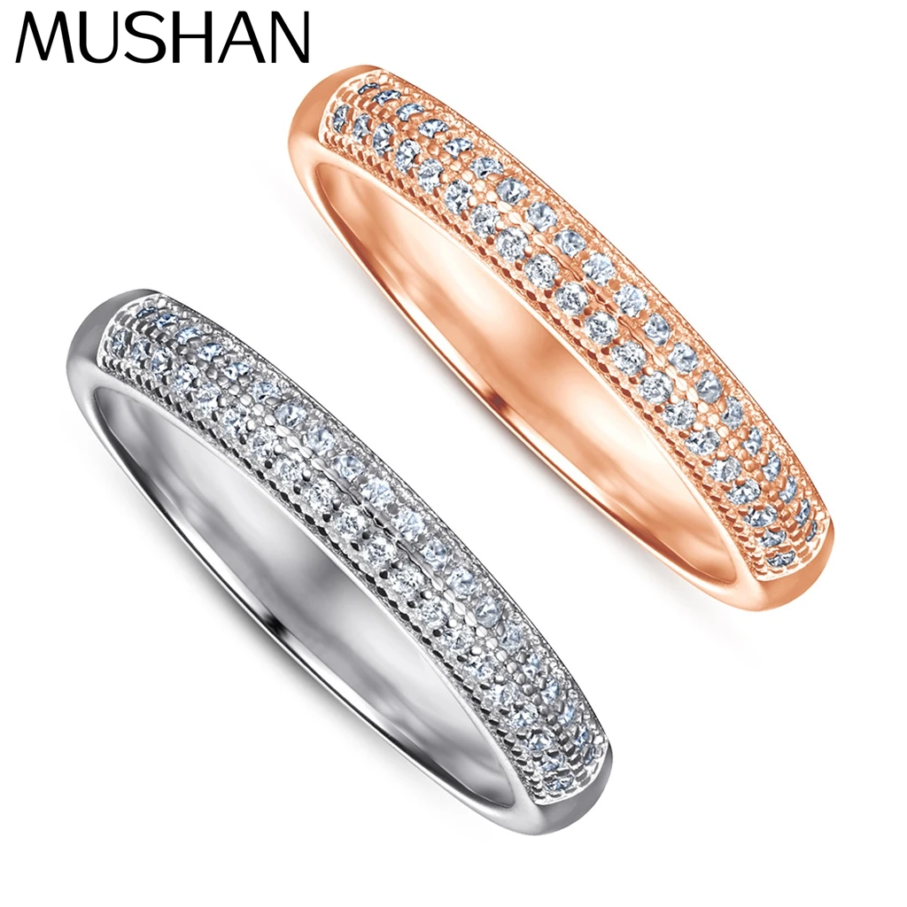 

MuShan Jewelry 925 Sterling Silver Rings Bands Rings Bands Ring 7A Cubic Zirconia Rings Bands Engagement Rings Bands Women Gift