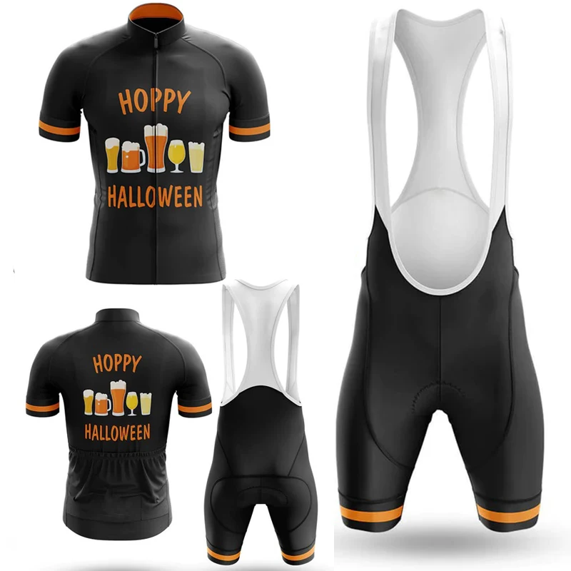 NEW Hoppy Halloween Cycling Jerseys Short Sleeve Sets Bicycle Clothing Kit Bib Pants Bike Wear Shirt