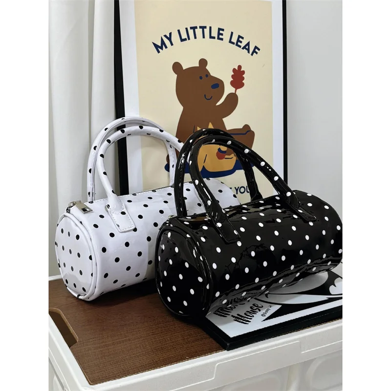 

Cute Polka Dot Handbag Commuter oulder Bag for Women Casual Simple Sle 2024 Summer Youth Zipper Closure Daily Use