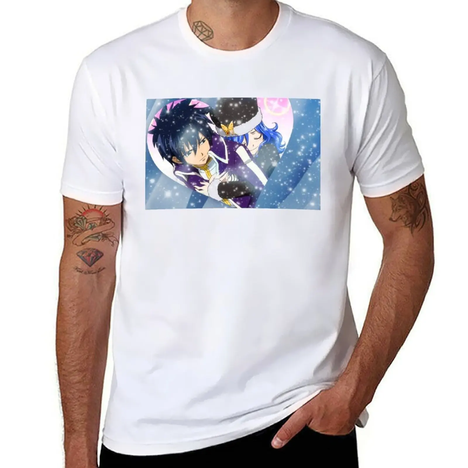 

Gray & Juvia Valentine T-Shirt t shirts for man cotton soft graphic t shirts for man T-Shirt