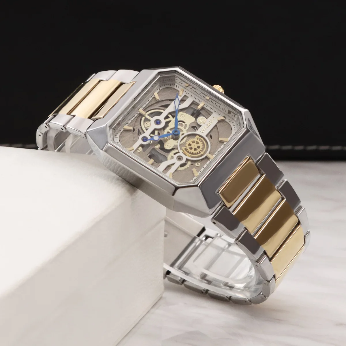 square Wrist watch man youth motion Versatile leisure time business affairs quartz Hollow out waterproof