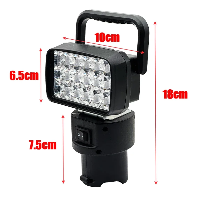 Lampe de travail LED Portable à 18 perles, projecteur portatif pour Lomvum/DeYun/ZhiPu/FuGe BL1013B, batterie au Lithium 12V