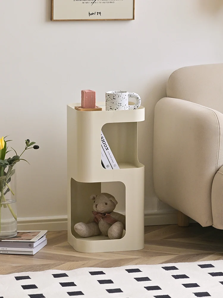 Cream style iron art small bedside table, narrow bedroom, small mini bedside shelf creative