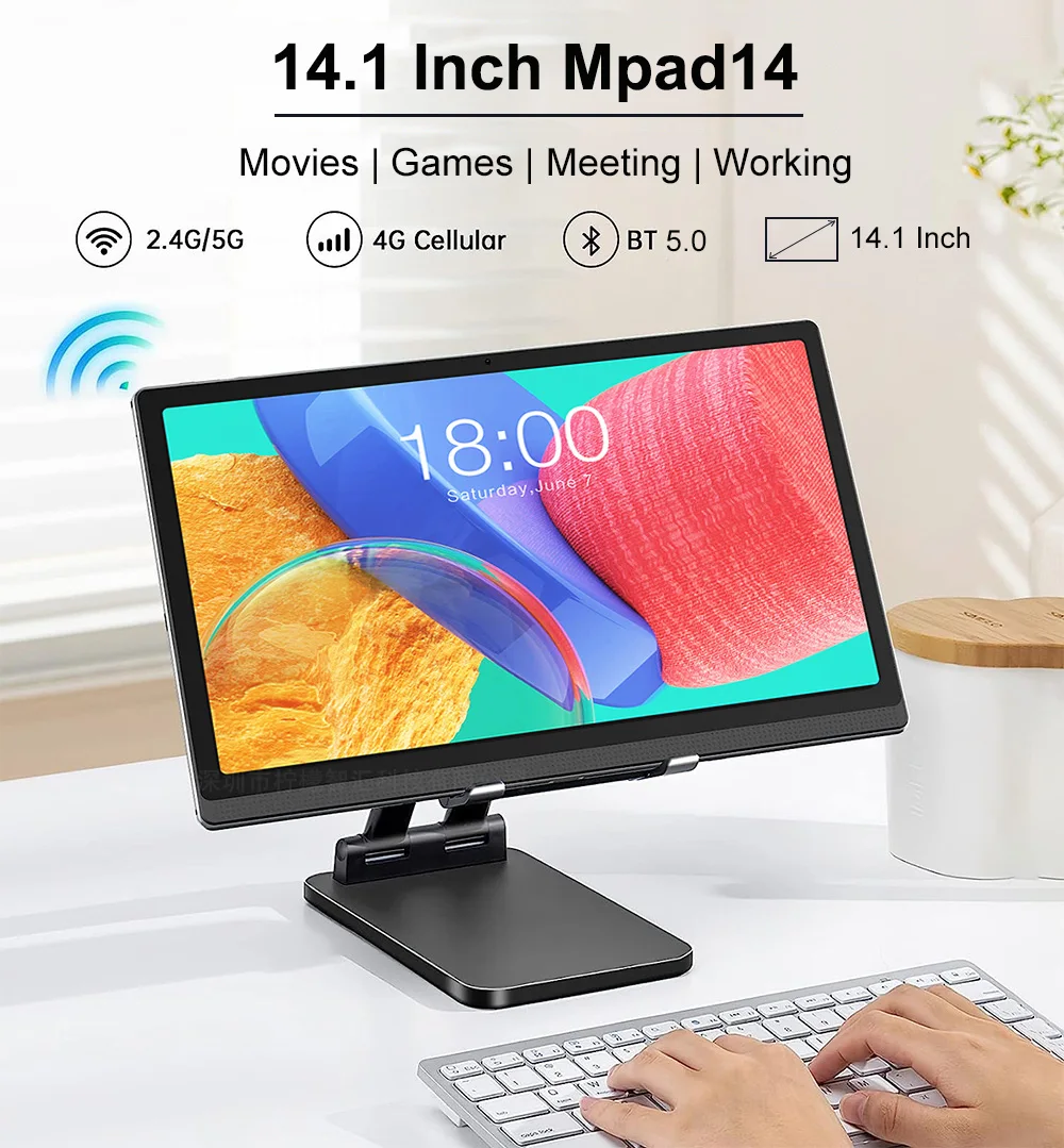 Global Version MPAD14 14 Inch 1920x1080 IPS Large screen Tablet PC 8+16MP Camera 12+256GB MT6769 G85 Tablets Android12 Laptop