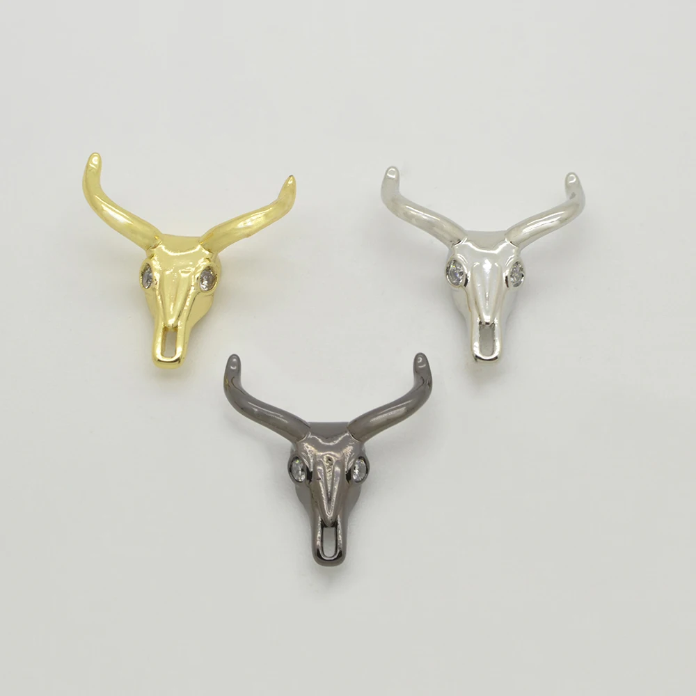 5Pcs Bull Deer Head Spacer Beads for DIY Jewelry Accessories Necklace Bracelet Chain Charms Making Brass Fashion Design Creative