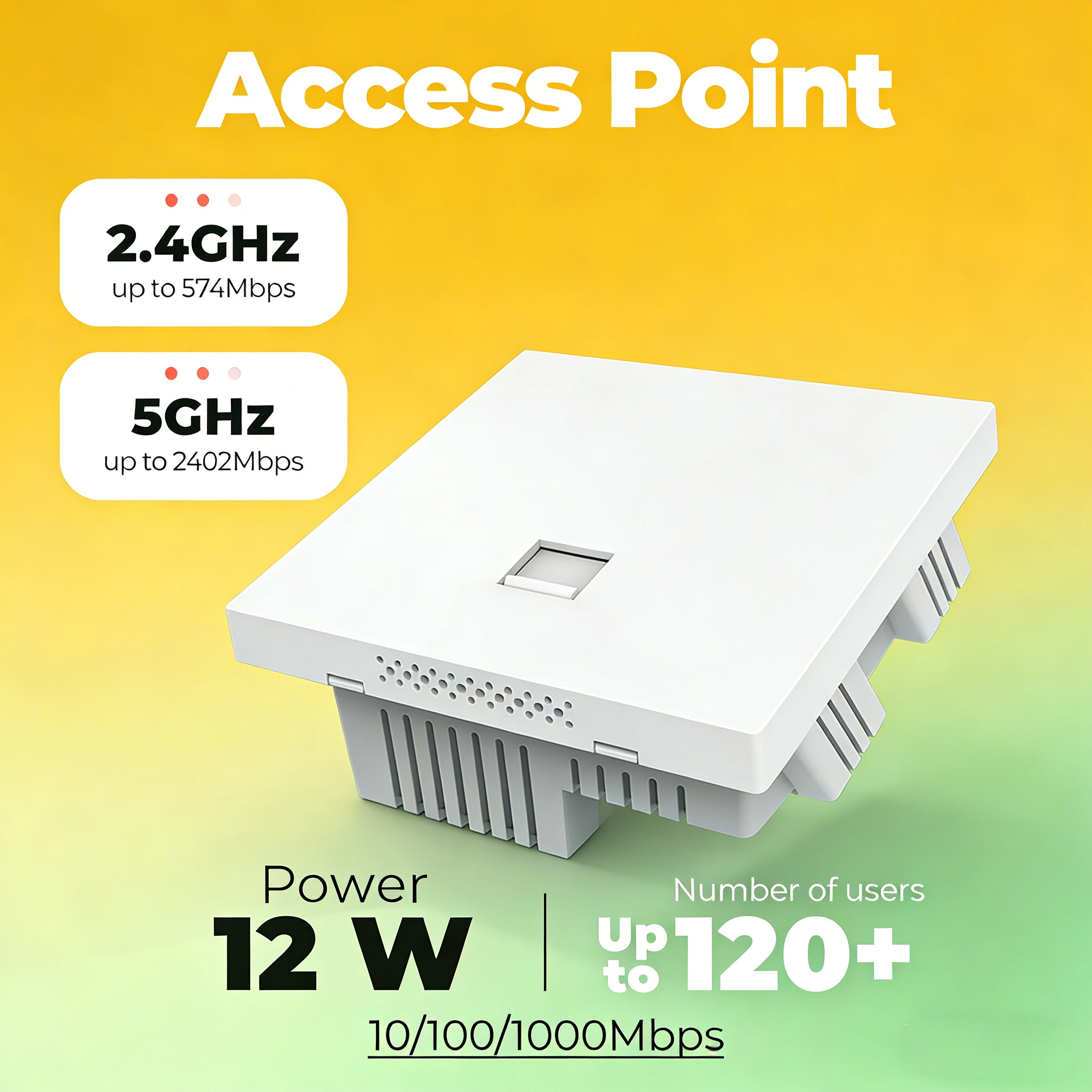 

Lintratek WiFi 6 Indoor Wall-Mounted AP Router Dual WAN LAN Port Home Office Wireless Signal Extender Repeater