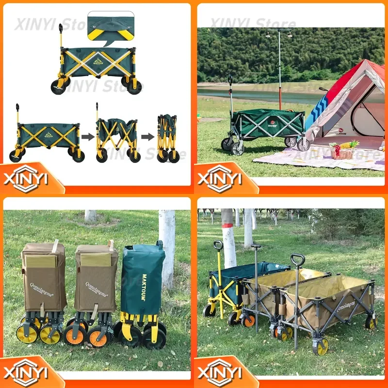 for 100kg Outdoor Camping Trailer Four-wheel Folding Portable Trolley Rider Trailer Fishing Trolley Camping Car