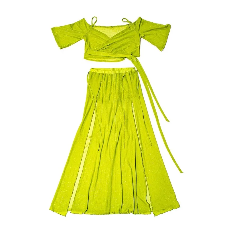 Customized New Belly Dance Costumes Practice clothes Class Dress Top+Split Skirt