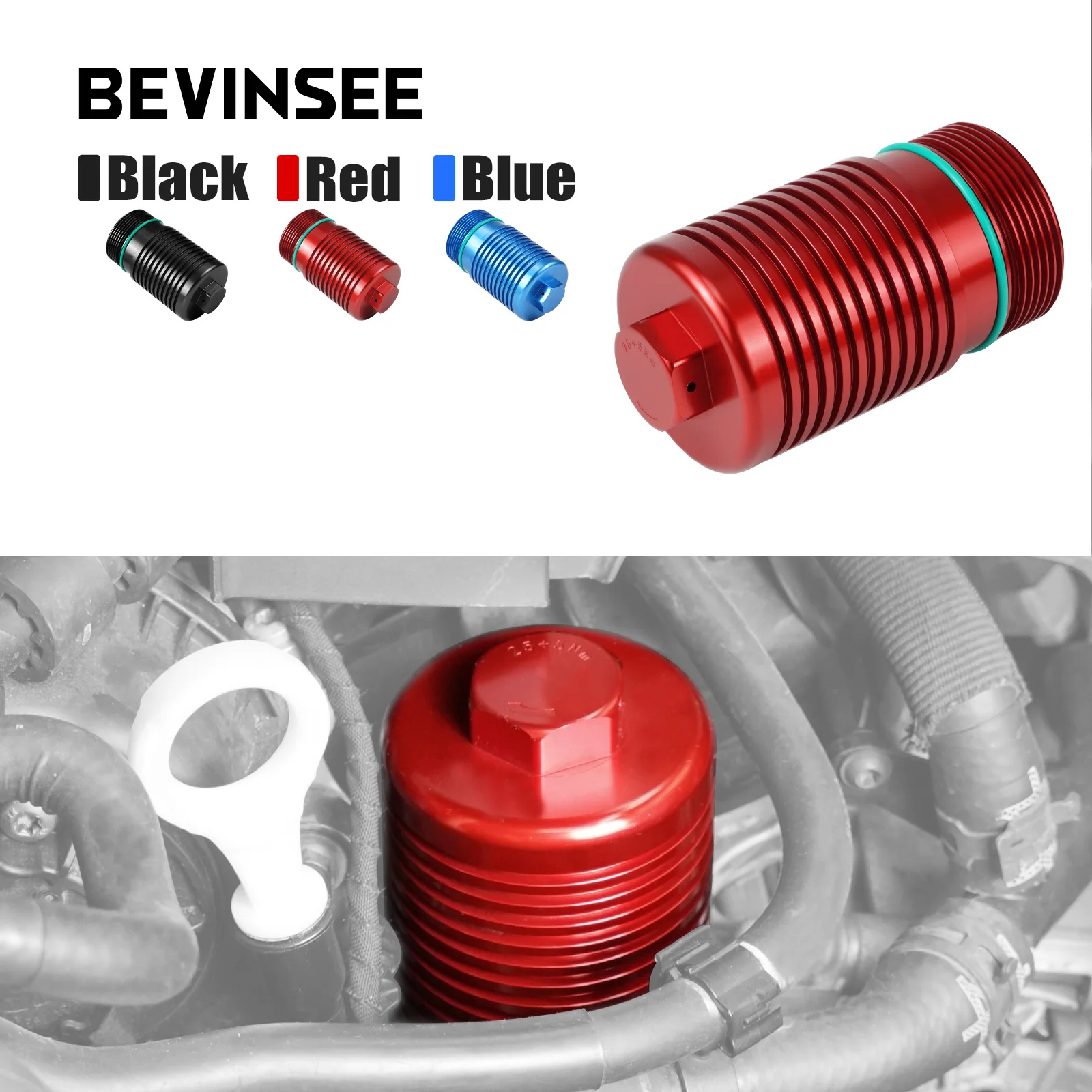 BEVINSEE Oil Filter Housing Cover for VW for Golf for GTI for Beetle Mk6 for Jetta Mk6 for Tiguan Mk2, for Audi A3 S3 Q2 TT TTS