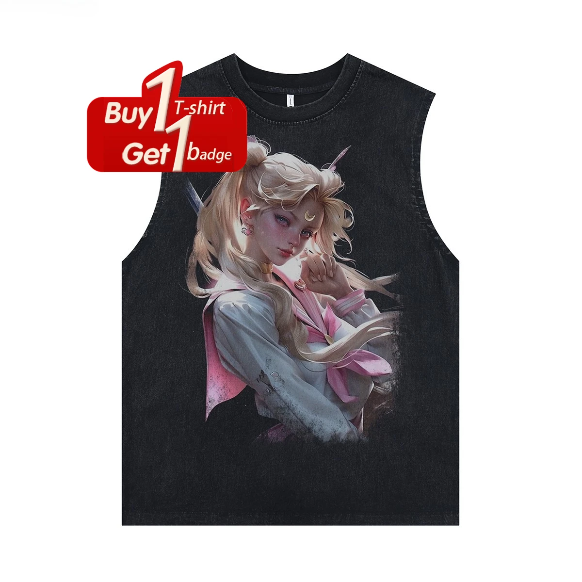 

Summer Y2k Clothes Men's Tank Tops Bandai Anime Print Man Sleeveless Shirt Vintage Washed Women Oversized Gym Clothing Man Vest