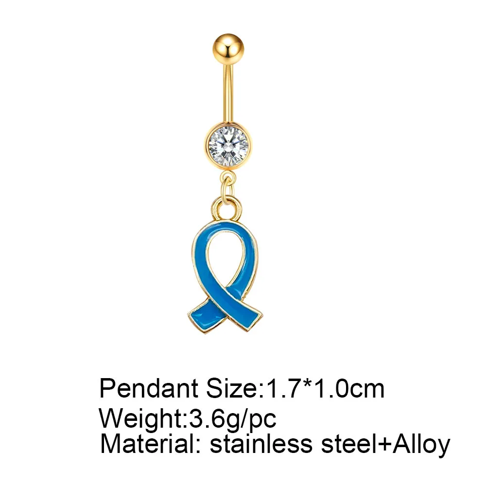 1PC Stainless Steel Belly Button Nail Colorful Lightning Cross Ribbon Bow Pendant Belly Button Ring Body Piercing Jewelry