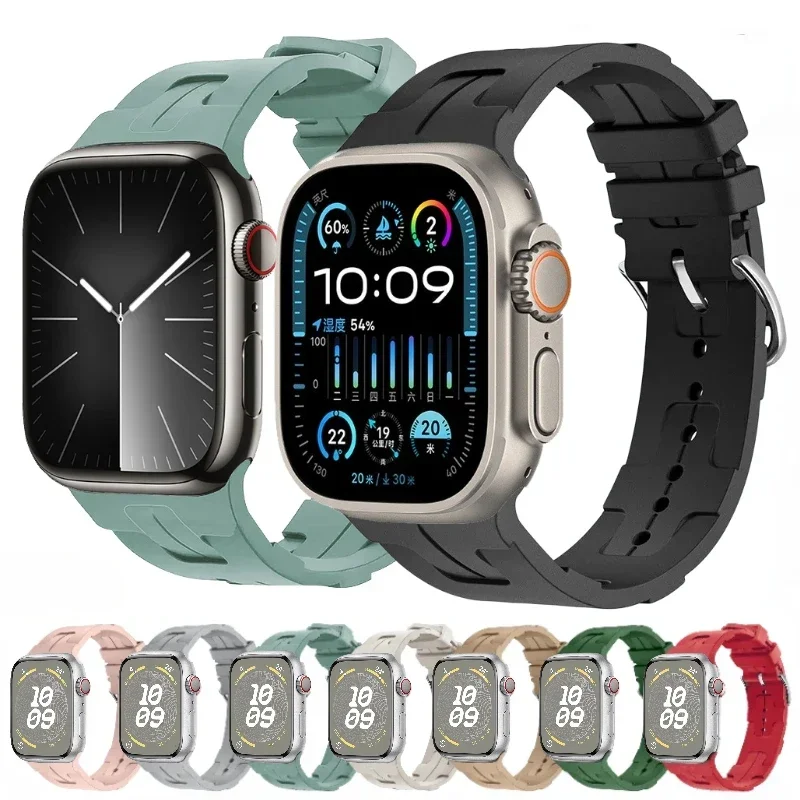 

New Silicone Strap for Apple Watch band Ultra/2 10 9 8 7 49mm 46mm 42mm Bracelet band IWatch Series 6 5 4 SE 44mm 45mm 41mm 40mm