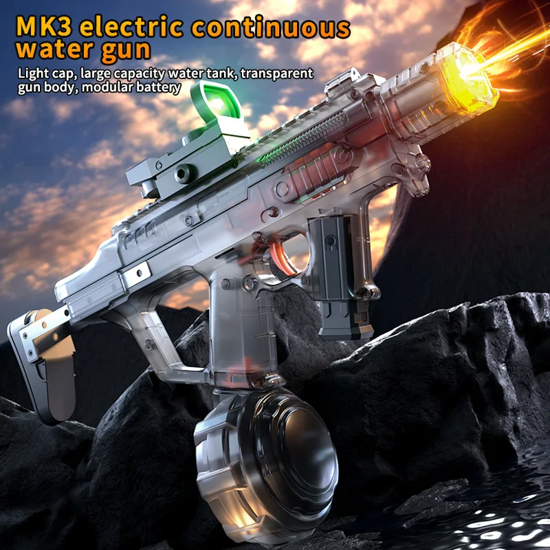 Summer Outdoor Kids Electric Water Gun MK3 High Speed LED Light Automatic Absorb Water Blaster Guns Children Shooting Games Toy