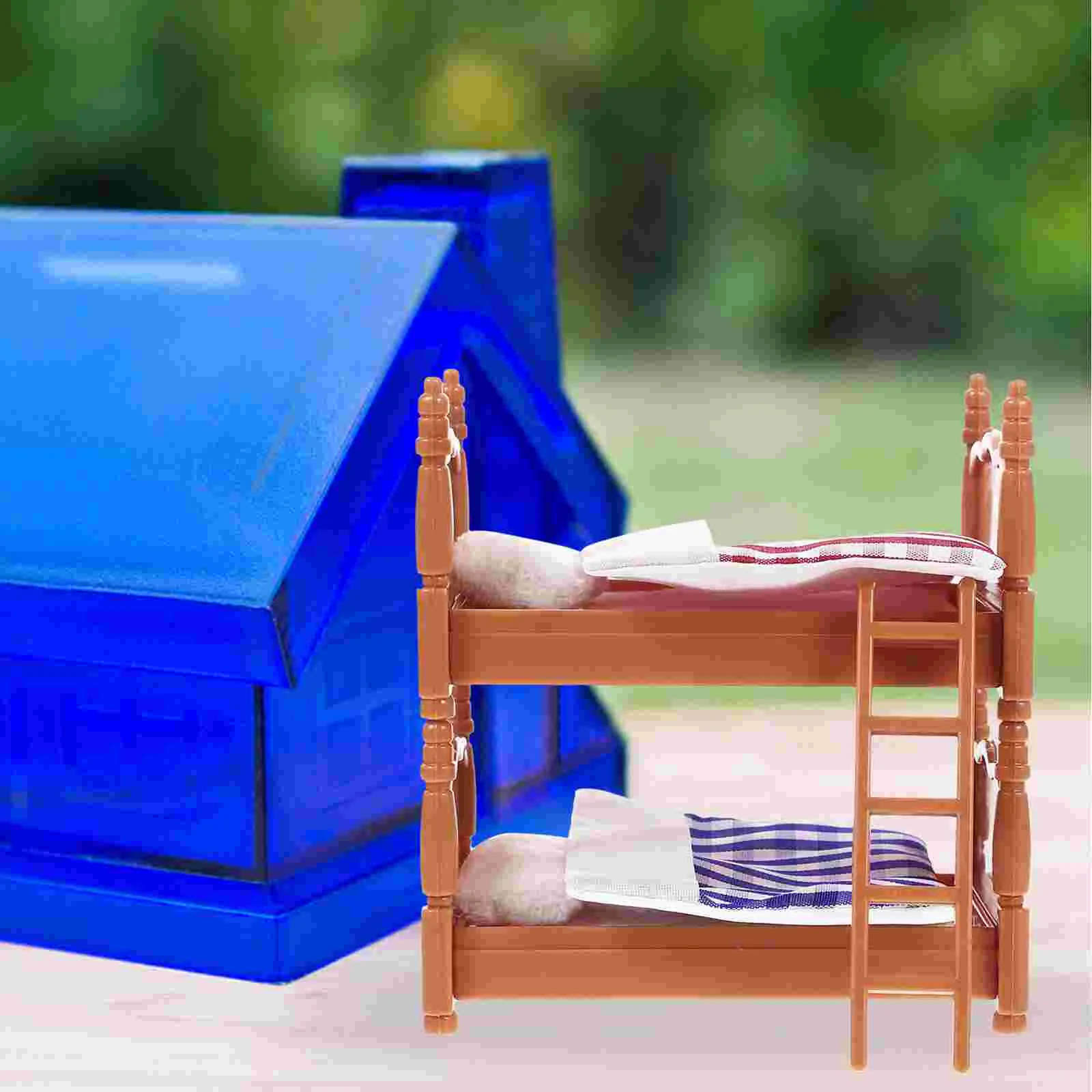 Mini Furniture Bunk Beds for Kids Children’s Toys Room Miniature Model House Decoration Ornament