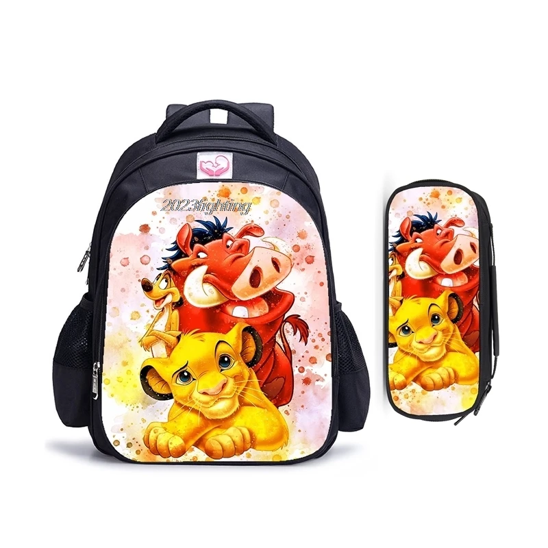 Mochila ortopédica de Simba para niño y niña, morral escolar de dibujos animados del Rey León, 16 pulgadas