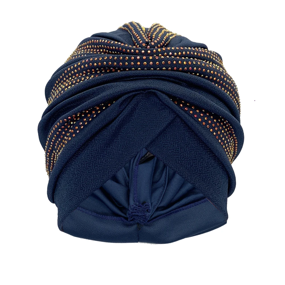 Turbante con diamantes brillantes para Mujer, gorro para la cabeza, pañuelo musulmán, Turbante