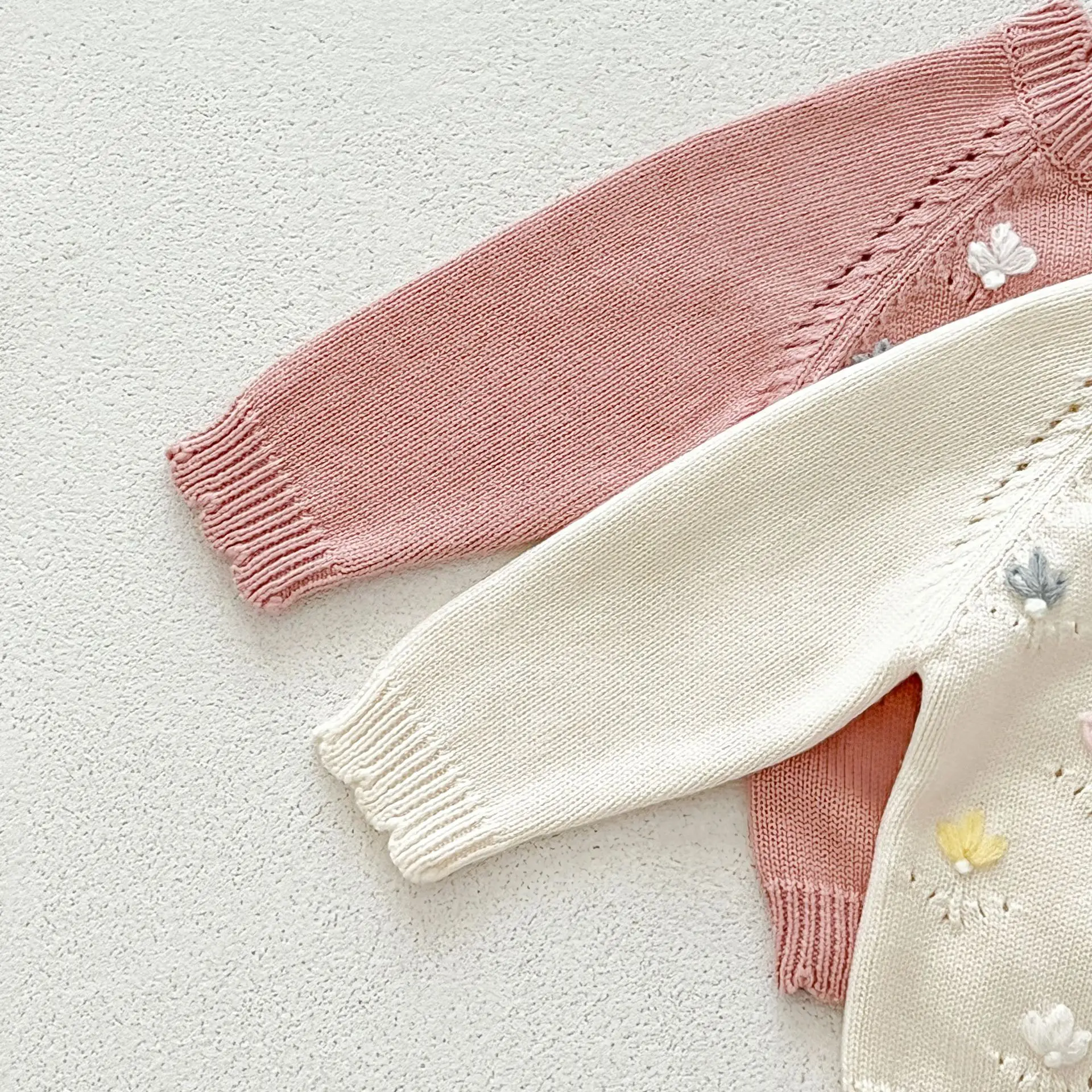 Autumn Newborn Infant Baby Girls Embroidery Flower Knit Cardigan Muslin Fallow Sweater Coat Kids Fashion Baby Clothing