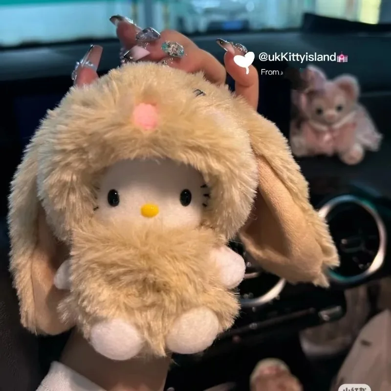 新スタイルかわいい毛皮のような耳の長いウサギハローキティバッグペンダントスクールバッグ小さなぶら下げジュエリー人形ぬいぐるみ Children'sgifts