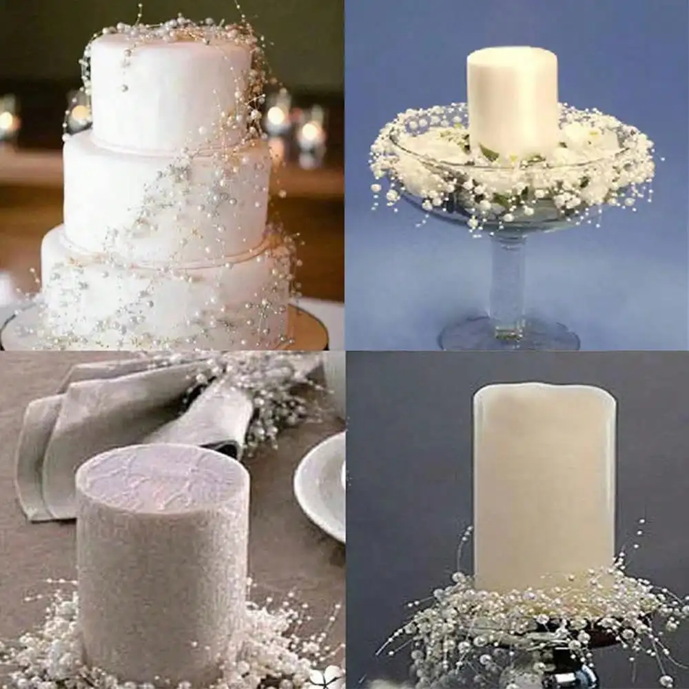 1 rolle 5 m/30 m Weiße Künstliche Perlen Kette String DIY Bouquet Braut Haar Zubehör Hochzeit Party Dekoration versorgung