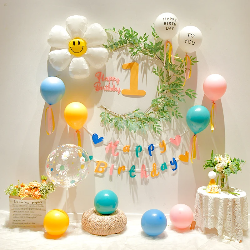 ins First Birthday Party Balloon Kit Baby Shower Forest Theme Background Decoration Non Woven Banner Set