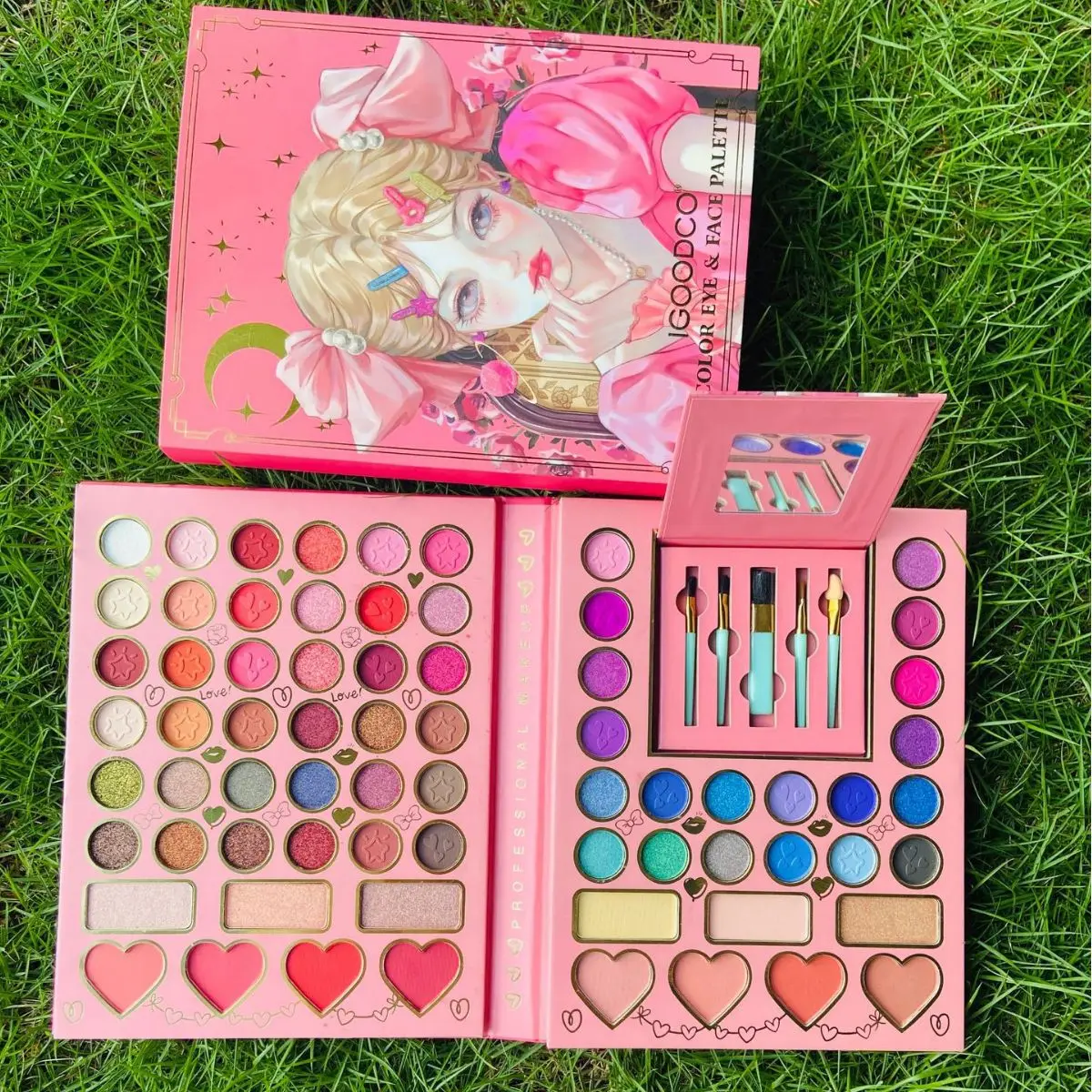 New 70-Color Sweetheart Eyeshadow Palette Set, Matte & Shimmer Shades with Brush, Vibrant Makeup Collection