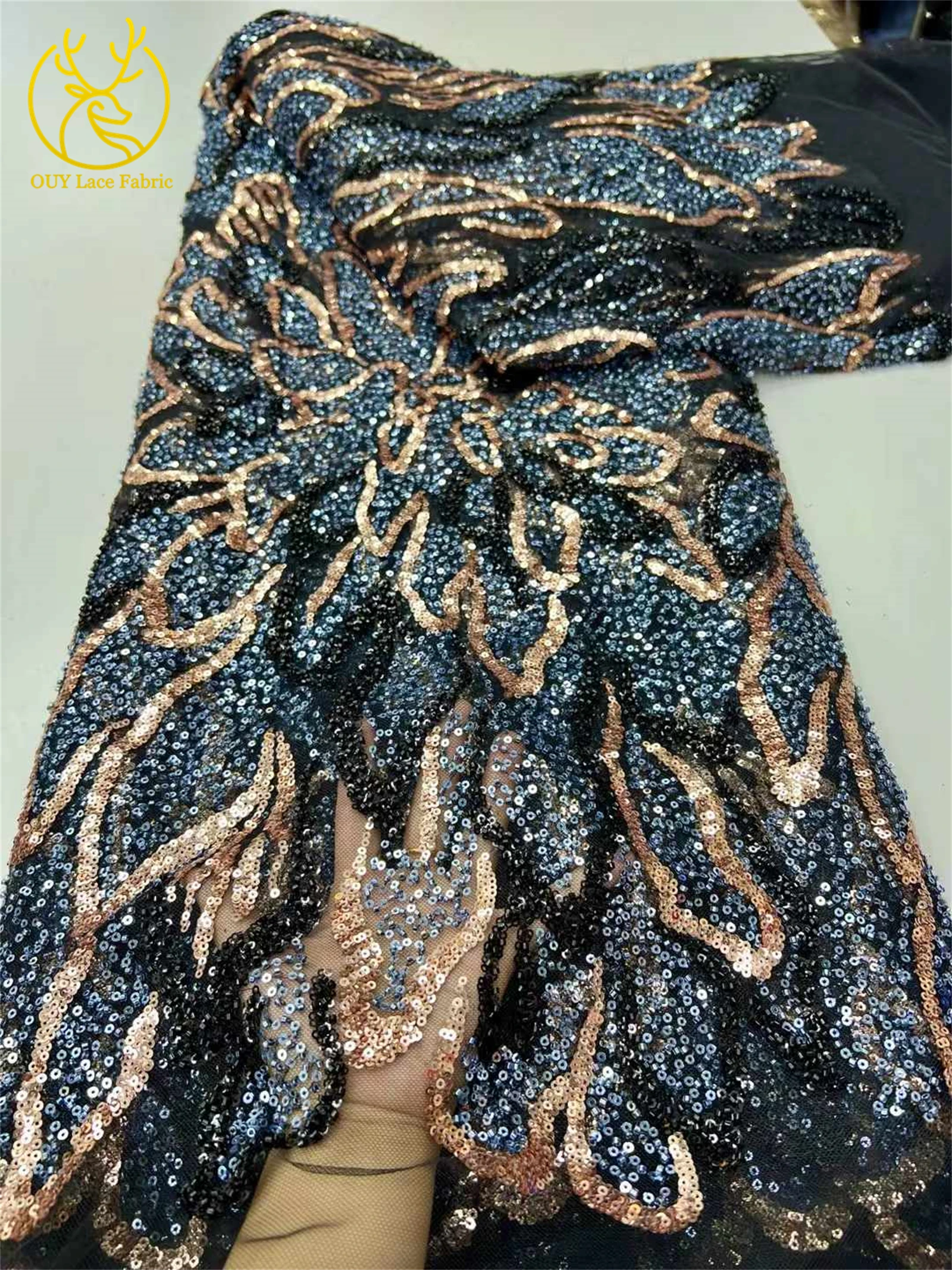 أنيقة النيجيري اليدوية الثقيلة تول أقمشة الدانتيل 2025 الأفريقي الفاخرة الترتر أقمشة الدانتيل لفساتين السهرة النسائية