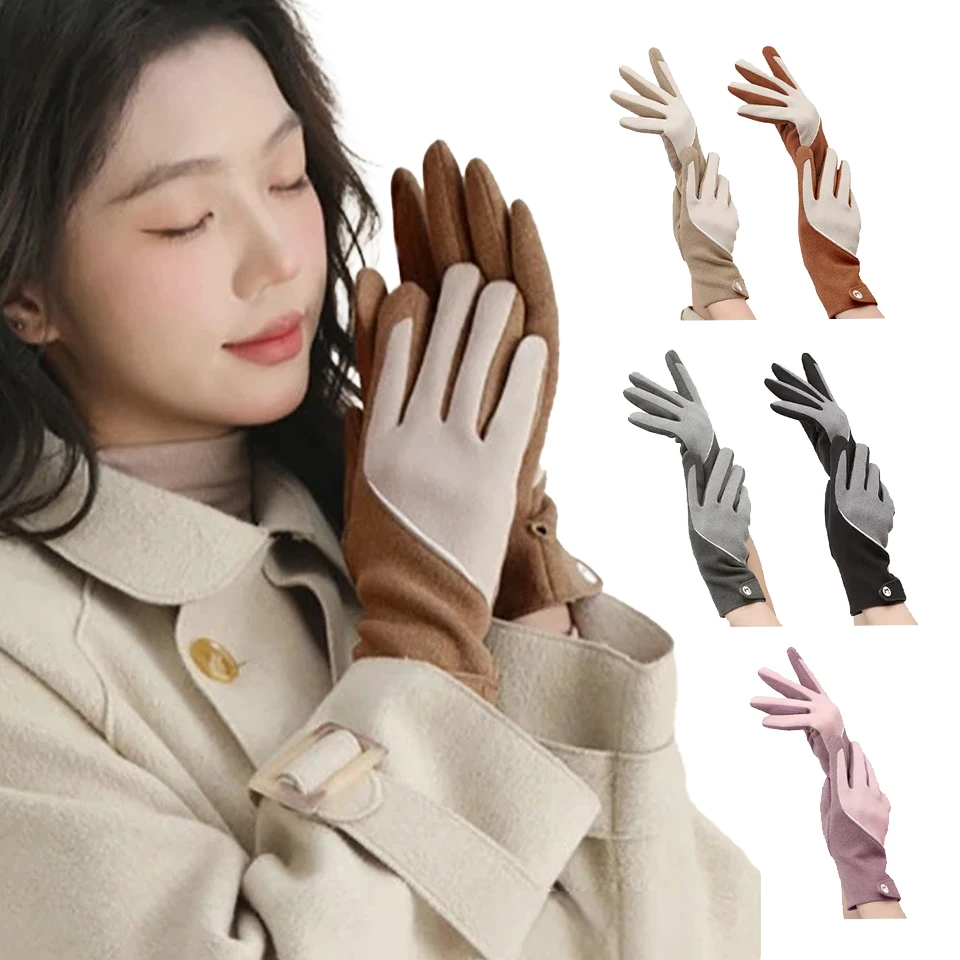 Cycling Warm Gloves Women Winter Skiing Bicycle Outdoor Sport Plush Mittens Soft Windproof Waterproof Skin-friendly Touchable