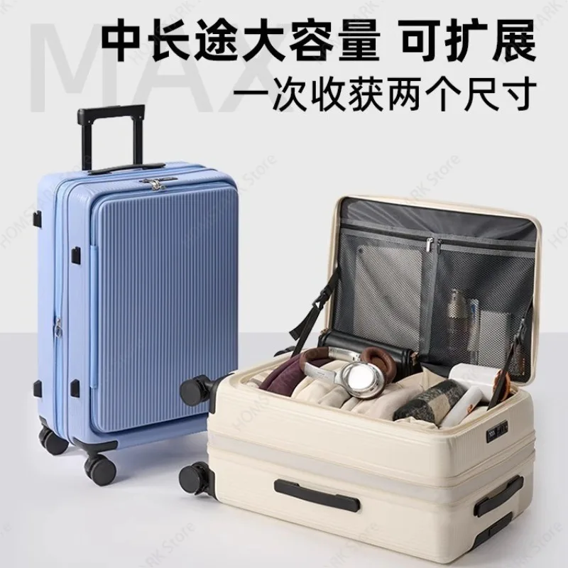 20 Inch Side‑Opening Carry‑On Suitcase Expandable Front‑Open Deep Storage Trolley Case For Women Short Travel Spare Part