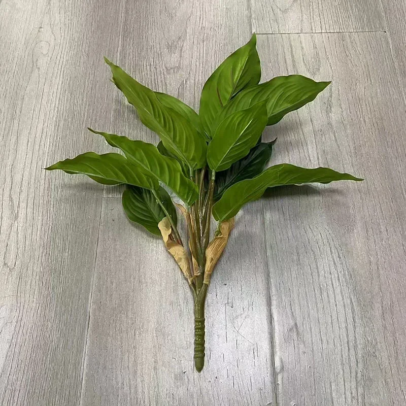 15 Zoll große künstliche Pflanze, tropischer Monstera-Palmenzweig, künstliches Schildkrötenblatt, künstliche Plastikpalme für Haus, Garten, Bürodekoration – Detail 14