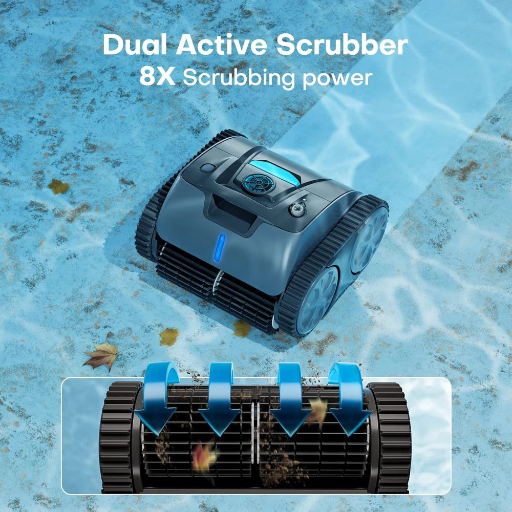 Robot nettoyeur de piscine avec navigation intelligente, nettoyeur de piscine encastrable, aspirateur de piscine murale, récurage à 3 moteurs, jusqu'à 50 pieds