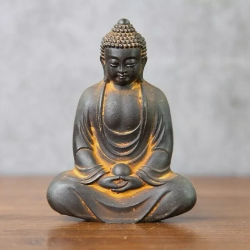 

4" Iron Rust Cast Vairocana Buddha Statue Buddhism Zen Shrine Collection
