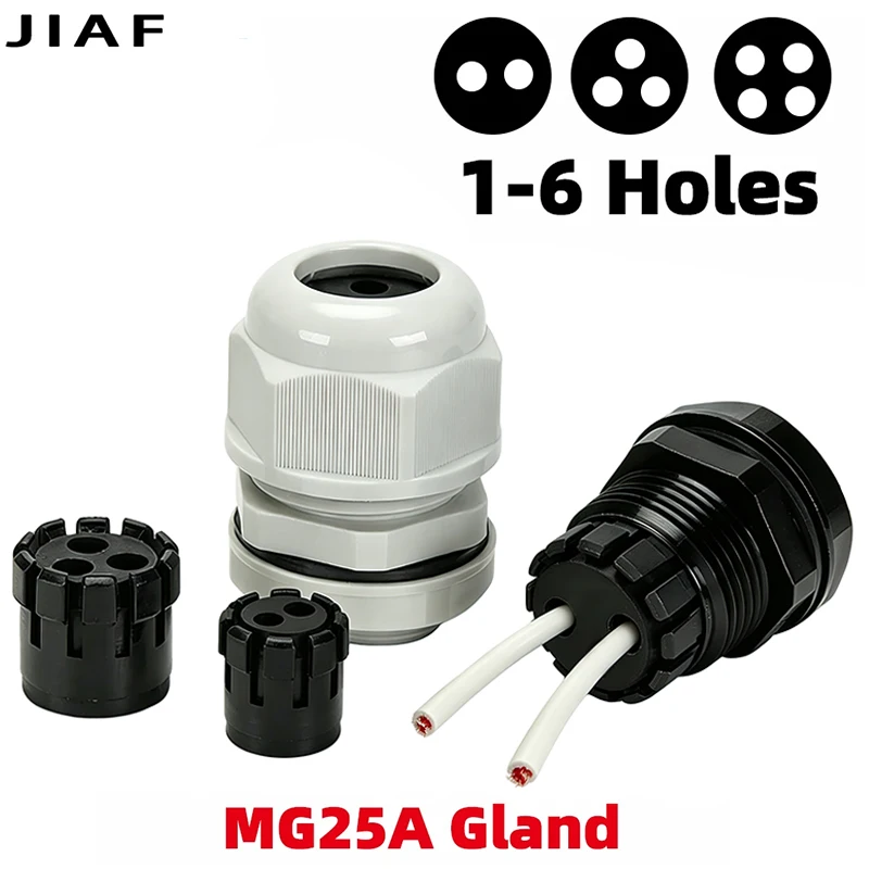 10/1PCS M25X1.5 Waterproof Cable Gland More Outline Holes Nylon MG25A Divided Structure Joint Plastic Black Grey Seal Joint