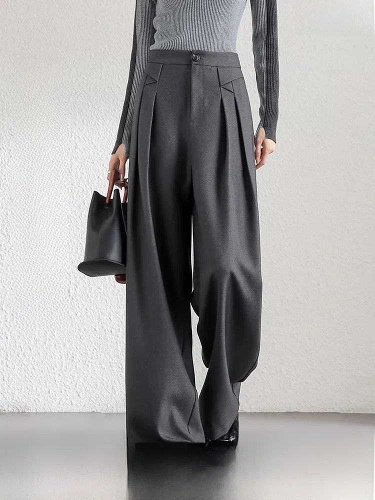 

High Waist Wide Leg Pants Women's Loose Drapey Commute Sle Slimming Long Trousers Autumn New Arrival Korean Version